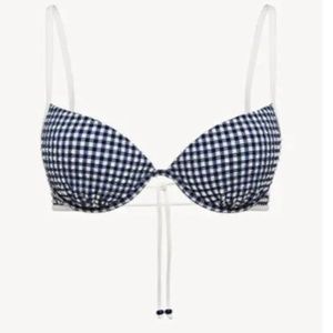 LA PERLA Underwired Bikini Top In Blue Gingham Seersucker